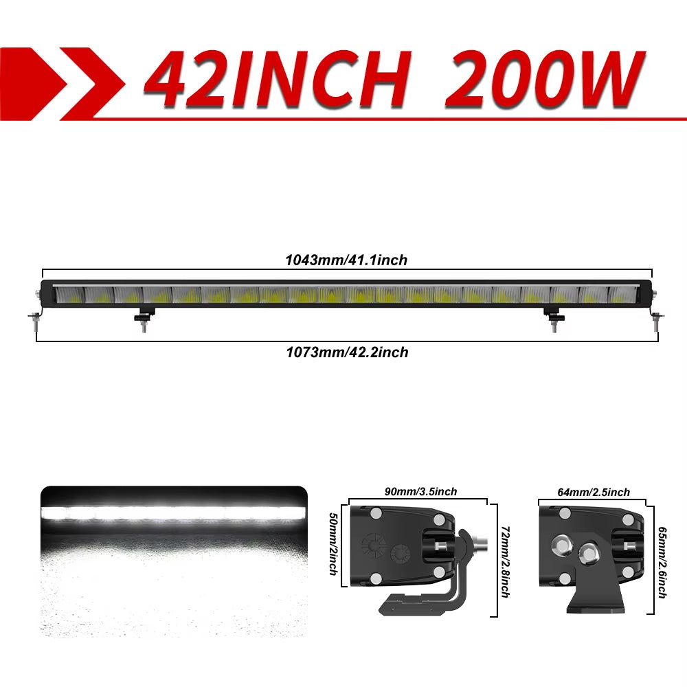 52" LED Light Bar with slimline DRL/running light in orange or white12V 24V