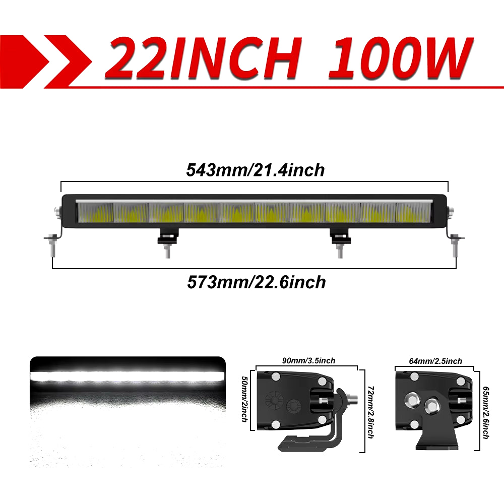 52" LED Light Bar with slimline DRL/running light in orange or white12V 24V