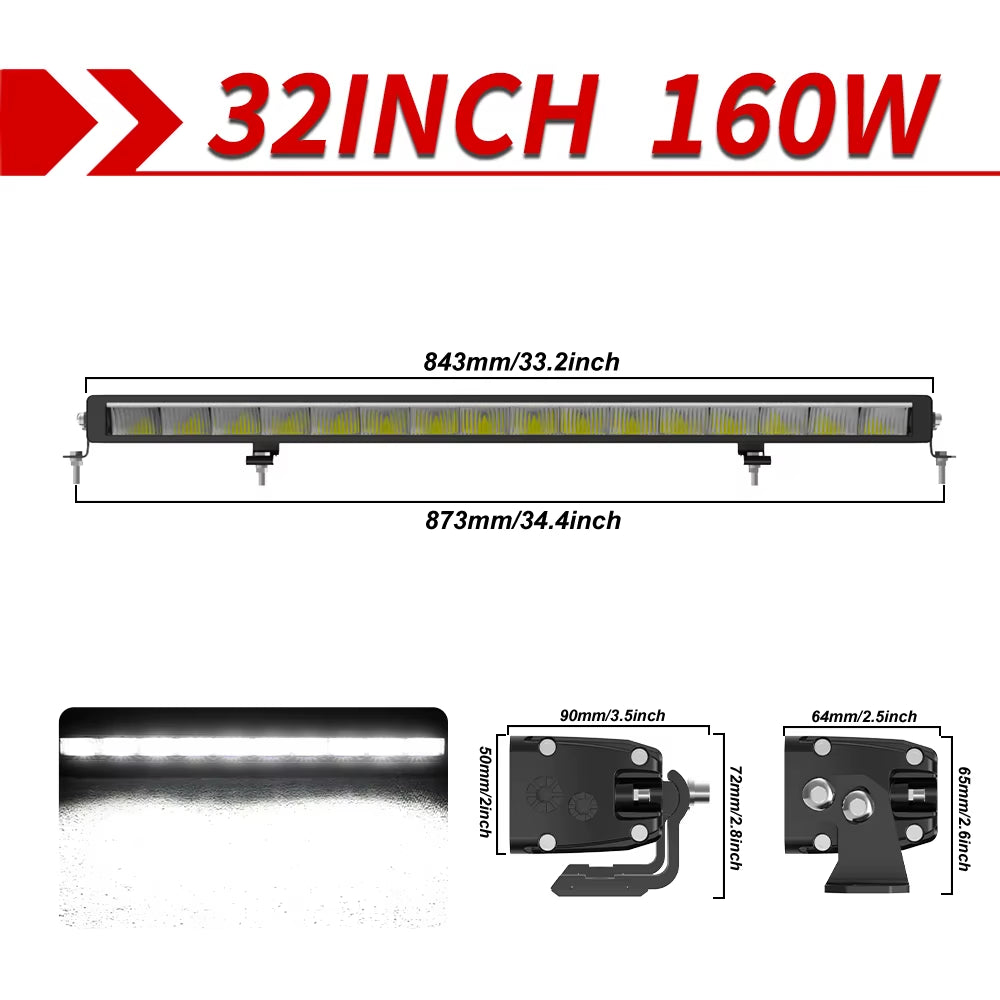 52" LED Light Bar with slimline DRL/running light in orange or white12V 24V