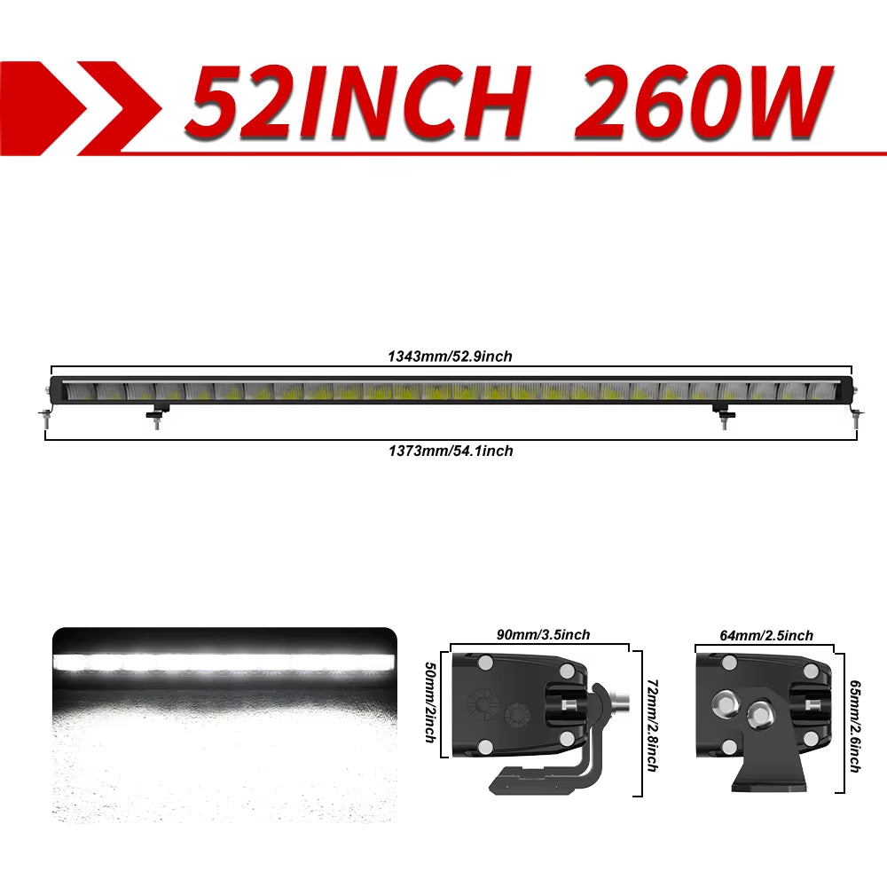 52" LED Light Bar with slimline DRL/running light in orange or white12V 24V